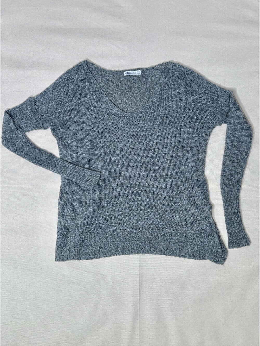Vintage Abercrombie & Fitch XS/S Gray V Neck Knit Sweater Y2K 2000s